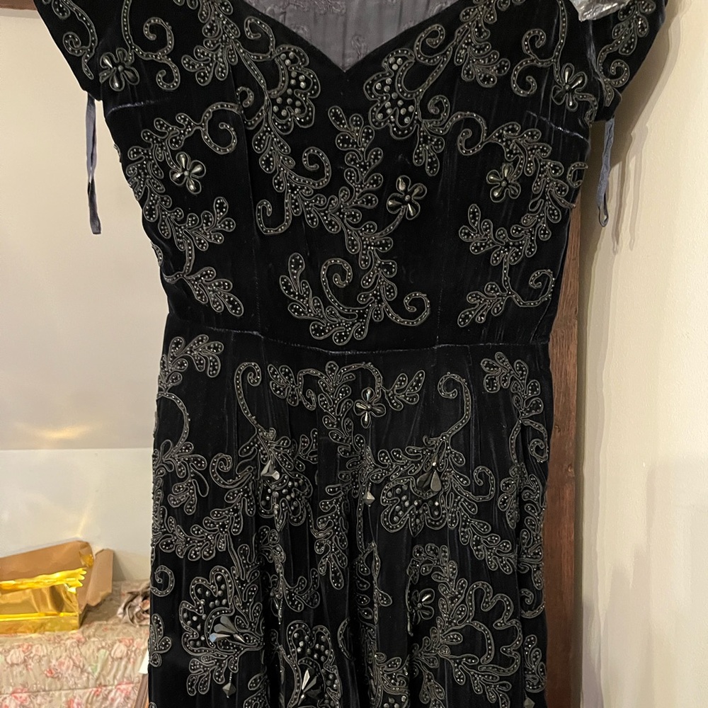 Custom made beaded black dress